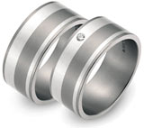 Trarigue Titan / 925 Silber, 9,00 mm Breite, seidenmatt, 1 Brillant 0,02 ct. TW/SI,