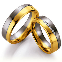 585 Weiss-Gelbgold, seidenmatt / poliert,  Nowotny-Collection Ruesch White gold yellow gold Marryring