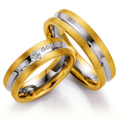 585 Weiss-Gelbgold, seidenmatt / poliert,  Nowotny-Collection Ruesch Oro Blanco Oro Amarillo Anillos de boda