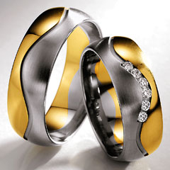 585 Weiss-Gelbgold, seidenmatt / poliert,  Nowotny-Collection Ruesch Oro Blanco Oro Amarillo Anillos de boda