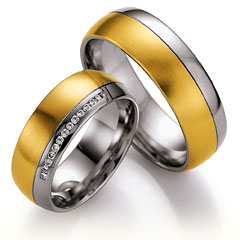 585 Weiss-Gelbgold, seidenmatt / poliert,  Nowotny-Collection Ruesch White gold yellow gold Marryring