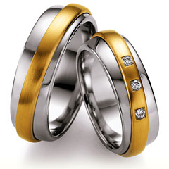 585 Weiss-Gelbgold, seidenmatt / poliert,  Nowotny-Collection Ruesch Oro Blanco Oro Amarillo Anillos de boda