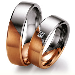 585 Weissgold Rotgold, seidenmatt,  Nowotny-Collection Ruesch Blanco oro rojo Los anillos de boda