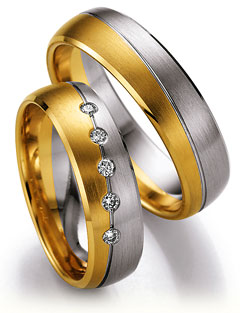 585 Weiss-Gelbgold, seidenmatt,  Nowotny-Collection Ruesch Oro Blanco Oro Amarillo Anillos de boda