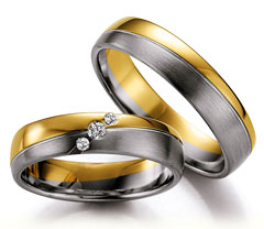 585 Weiss-Gelbgold, seidenmatt / poliert,  Nowotny-Collection Ruesch White gold yellow gold Marryring