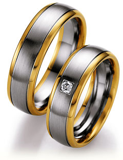 585 Weiss-Gelbgold, seidenmatt / poliert,  Nowotny-Collection Ruesch Oro Blanco Oro Amarillo Anillos de boda