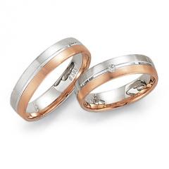 585 Weissgold-Rotgold, seidenmatt Fuge poliert,  Fischer Weissgold Rotgold