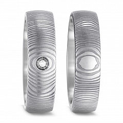 Anzahl Steine, Made in Germany, 2.8 mm, mattiert, 6 mm, 17 aussen bombiert/innen bombiert, Diamant, weiss, 0.02 ct,  Titan Factory Bicolor