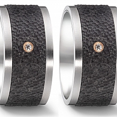 Anzahl Steine, Made in Germany, 2.5 mm, mattiert, 12 mm, 0.02 ct,  Titan Factory Carbon Trauringe