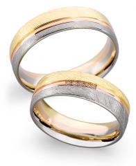 585 Weiss-Rot-Gelbgold, sandmatt / poliert,  Sickinger Multicolor Los anillos de boda