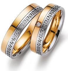 585 Weiss-Rotgold, poliert mit Muster,  August Gerstner White gold rose gold Marryring