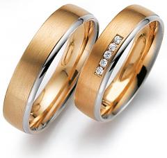 585 Weiss-Rosegold, seidenmatt /poliert,  August Gerstner White gold rose gold Marryring