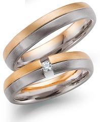 585 Weiss-Rosegold, seidenmatt,  August Gerstner White gold rose gold Marryring