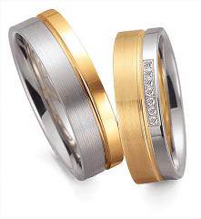 585 Graugold , seidenmatt / poliert,  Gettmann Blanco oro amarillo Los anillos de boda