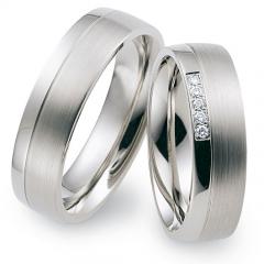 585 Weissgold, seideinmatt / poliert,  EGF-Eduard G. Fidel Oro blanco - Los anillos de boda