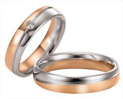 585 Graugold , poliert mit Fuge,  Gettmann Gris oro rosa Los anillos de boda