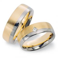 585 Weiss-Rosegold, seidenmatt / poliert,  Sickinger White gold rose gold Marryring