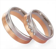 585 Graugold , seidenmatt / Fuge poliert,  Gettmann Gris oro rosa Los anillos de boda