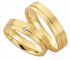 585 Gelbgold, seidenmatt / Fuge poliert,  Gettmann Oro amarillo - Los anillos de boda