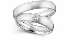 585 Weissgold, seidenmatt,  Fischer Classic wedding Rings