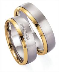 585 Graugold , seidenmatt / poliert,  Gettmann Blanco oro amarillo Los anillos de boda