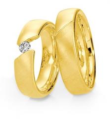 585 Gelbgold, seidenmatt / poliert,  Saint Maurice Oro amarillo - Los anillos de boda