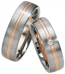 585 Weissgold , seidenmatt,  Saint Maurice Blanco oro rojo Los anillos de boda