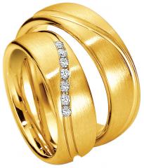 585 Gelbgold, seidenmatt / poliert,  Saint Maurice Oro amarillo - Los anillos de boda