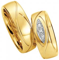 585 Gelbgold, poliert mit Fugen,  Saint Maurice Oro amarillo - Los anillos de boda