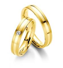 585 Gelbgold, seidenmatt / poliert,  Saint Maurice Oro amarillo - Los anillos de boda