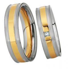 585 Weissgold , strichmatt / poliert,  Saint Maurice White gold yellow gold Marryring