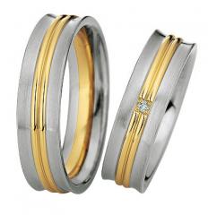 585 Weissgold , strichmatt/ poliert,  Saint Maurice White gold yellow gold Marryring