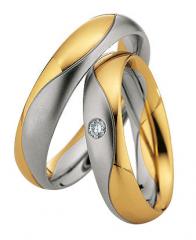 585 Weissgold, gesandelt / poliert,  Saint Maurice White gold yellow gold Marryring