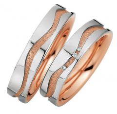 585 Weissgold , poliert /grob gesandelt,  Saint Maurice White gold red gold Marryring