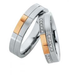 585 Weissgold , strichmatt /poliert,  Saint Maurice Blanco oro rojo Los anillos de boda