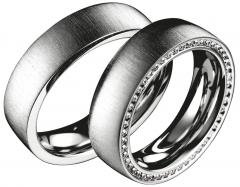 585 Weissgold, quermatt,  Saint Maurice Memorias anillos de boda