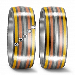 Anzahl Steine, Made in Germany, mattiert, 7.5 mm, Diamant, 0.05 ct,  Titan Factory Bicolor
