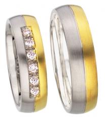 585Weißgold , seidenmatt / Rille poliert,  Kühnel White gold yellow gold Marryring