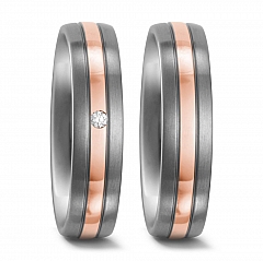 Anzahl Steine, Made in Germany, 2.5 mm, mattiert/poliert, 5.5 mm, Diamant, 0.02 ct,  Titan Factory Bicolor