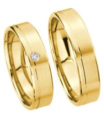 585 Gelbgold, seidenmatt / Fuge poliert,  Kühnel Oro amarillo - Los anillos de boda