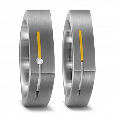Beschreibung, 2 mm, mattiert, 6 mm, Diamant, 0.02 ct,  Titan Factory Bicolor
