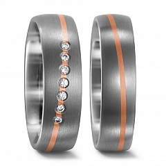 Anzahl Steine, Made in Germany, 2.5 mm, mattiert, 6 mm, Diamant, 0.07 ct,  Titan Factory Bicolor