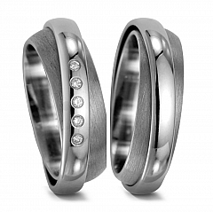 5, Made in Germany, 3 mm, mattiert/poliert, 6.5 mm, Diamant, 0.05 ct,  Titan Factory Bicolor