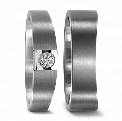 1, Made in Germany, 2.2 mm, mattiert/poliert, 5 mm, Diamant, 0.10 ct,  Titan Factory Bicolor