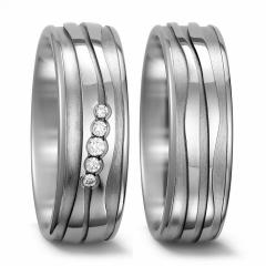 5, Made in Germany, 2.5 mm, mattiert/poliert, 7 mm, 2 aussen gerade/innen bombiert, Diamant, weiss, 0.07 ct,  Titan Factory Bicolor
