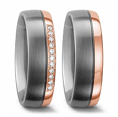 Anzahl Steine, Made in Germany, 1.9 mm, mattiert/poliert, 7 mm, 17 aussen bombiert/innen bombiert, Diamant, weiss, 0.11 ct,  Titan Factory Bicolor