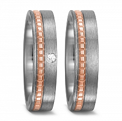 Anzahl Steine, Made in Germany, 2.1 mm, mattiert/poliert, 5.5 mm, 2 aussen gerade/innen bombiert, Diamant, 0.03 ct,  Titan Factory Bicolor