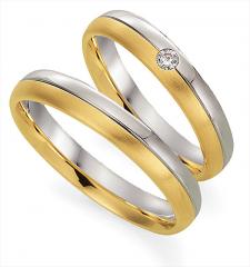 585 Weissgold-Gelbgold, seidenmatt / poliert,  Gettmann Weissgold Gelbgold