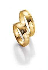585 Gelbgold, seidenmatt mit Struktur / poliert,  Nowotny-Collection Ruesch Oro amarillo - Los anillos de boda