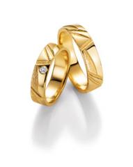 585 Gelbgold, seidenmatt mit Struktur / poliert,  Nowotny-Collection Ruesch Oro amarillo - Los anillos de boda